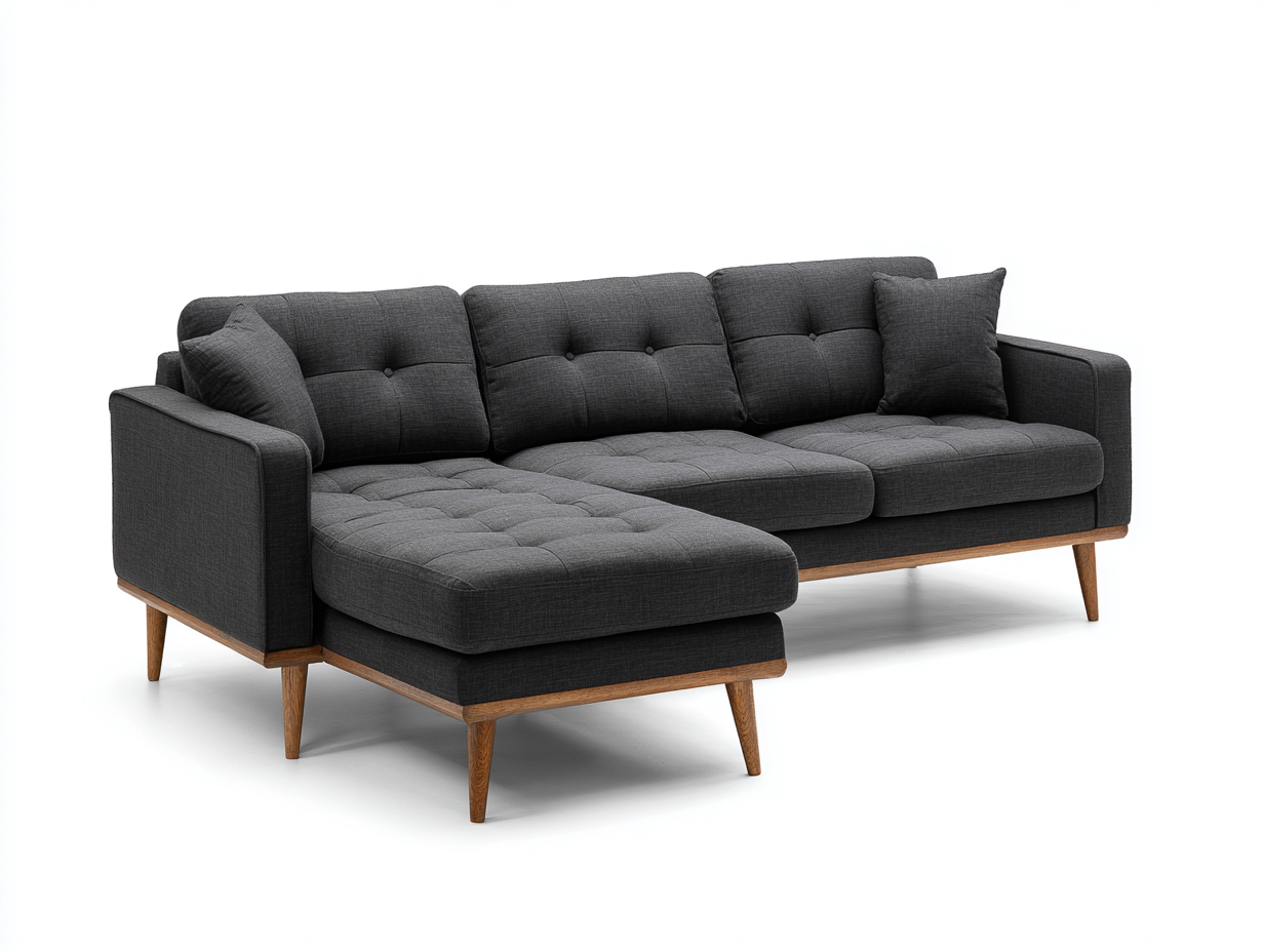 Divano angolare - Tessuto - 245x160x84 cm - Grigio scuro - Stile moderno-Ralavaabode