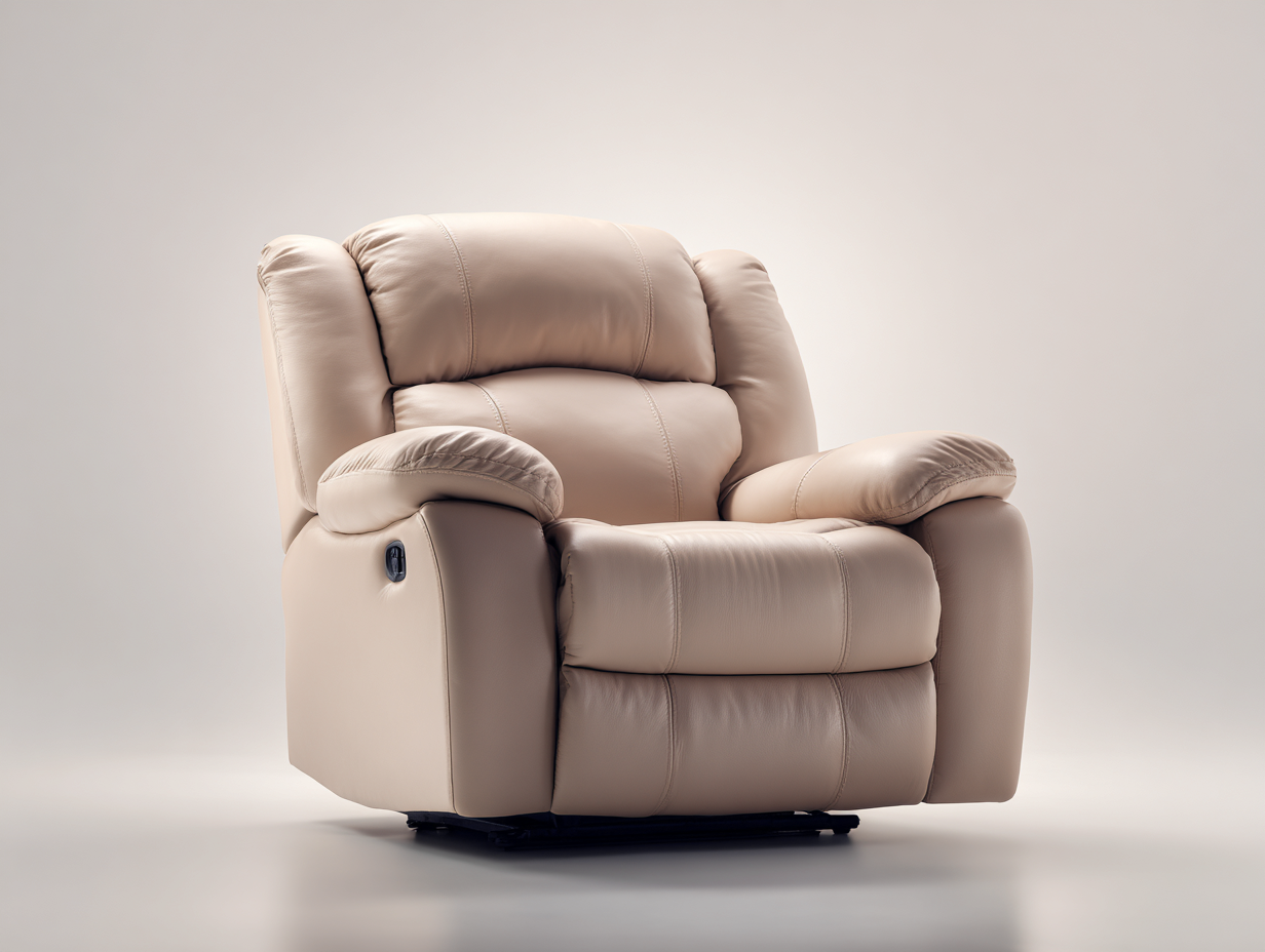 Poltrona reclinabile - Pelle - 91x95x101 cm - Beige - Stile classico comfort-Ralavaabode