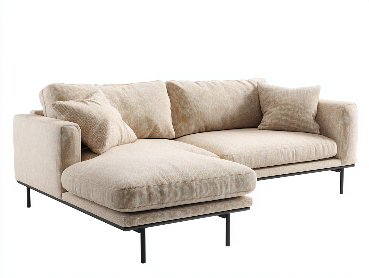 Divano angolare - Tessuto - 280x175x84 cm - Beige - Stile moderno-Ralavaabode