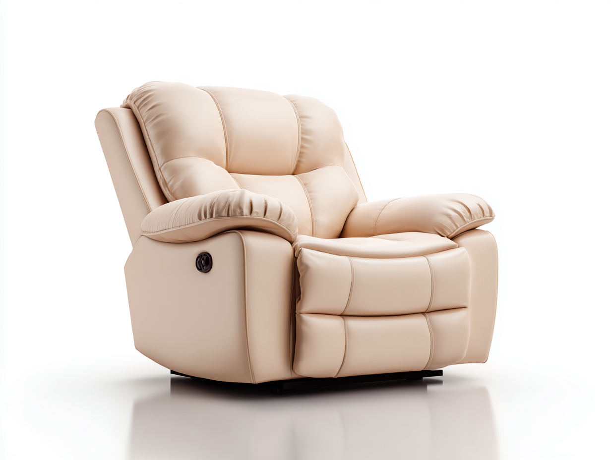 Poltrona reclinabile - Pelle - 92x96x104 cm - Beige - Stile classico comfort-Ralavaabode