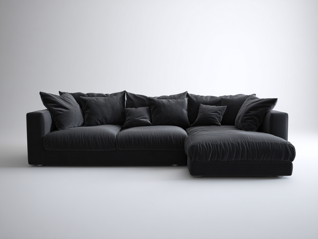 Divano angolare - Tessuto - 290x175x82 cm - Nero - Stile moderno-Ralavaabode