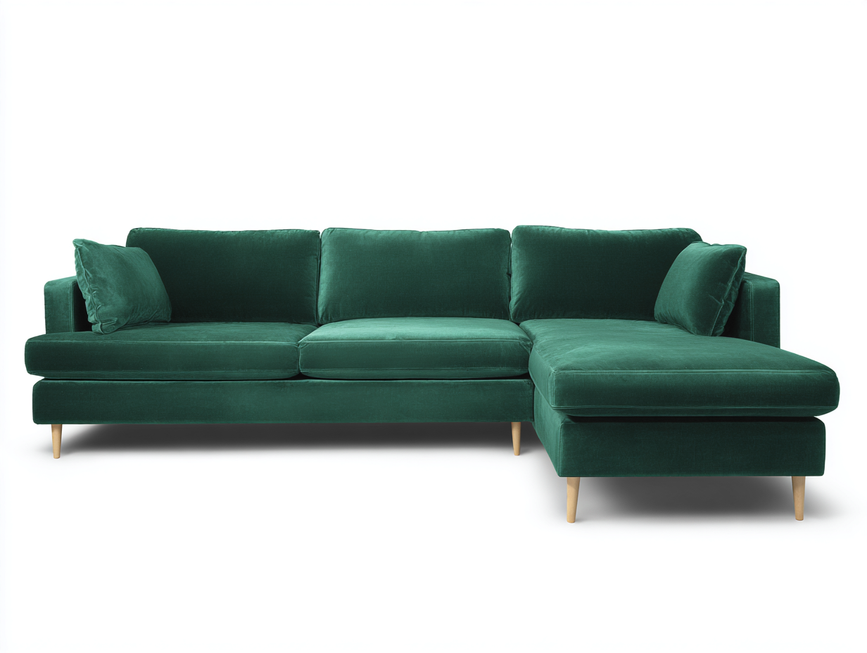 Divano angolare - Velluto - 275x170x83 cm - Verde - Stile moderno-Ralavaabode