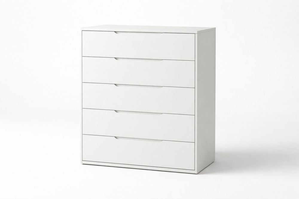Five-Drawer White MDF Dresser Length80cm x Width45cm x Height100cm