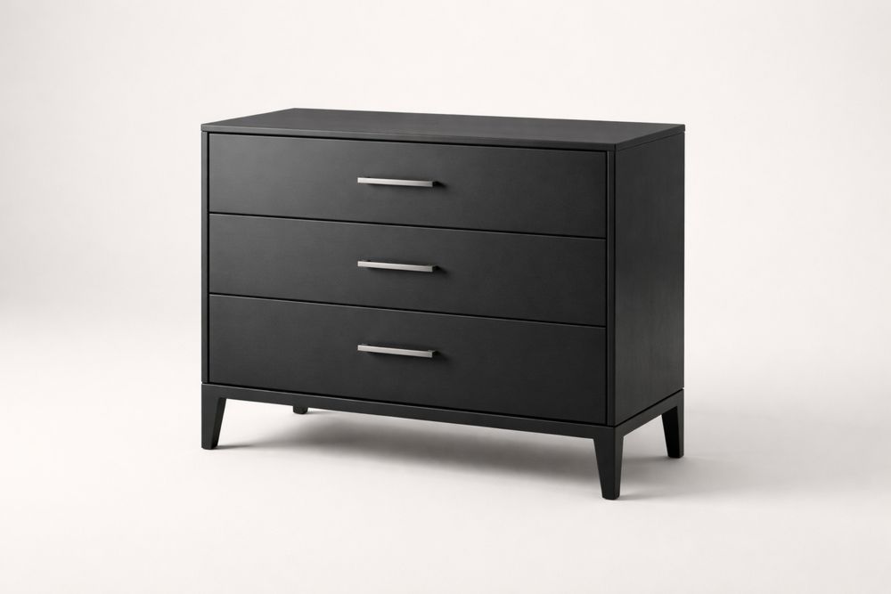 Black MDF 3-Drawer Dresser