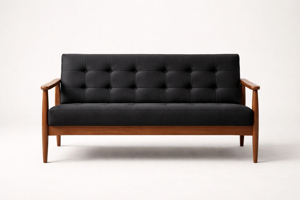 Sofa with Wool Upholstery and Solid Wood Frame