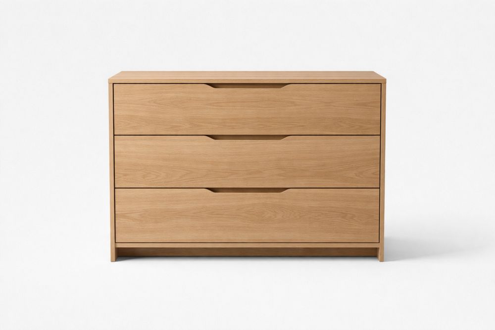 Three-Drawer Dresser Solid Wood Natural Finish