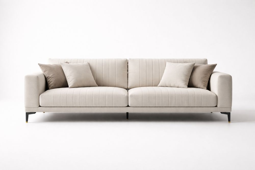 Beige Fabric Upholstered Sofa