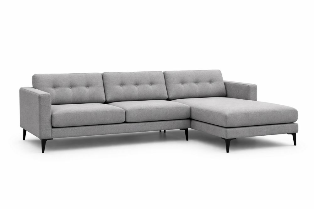 L-Shaped Sectional Sofa with Polyester Fabric Gray