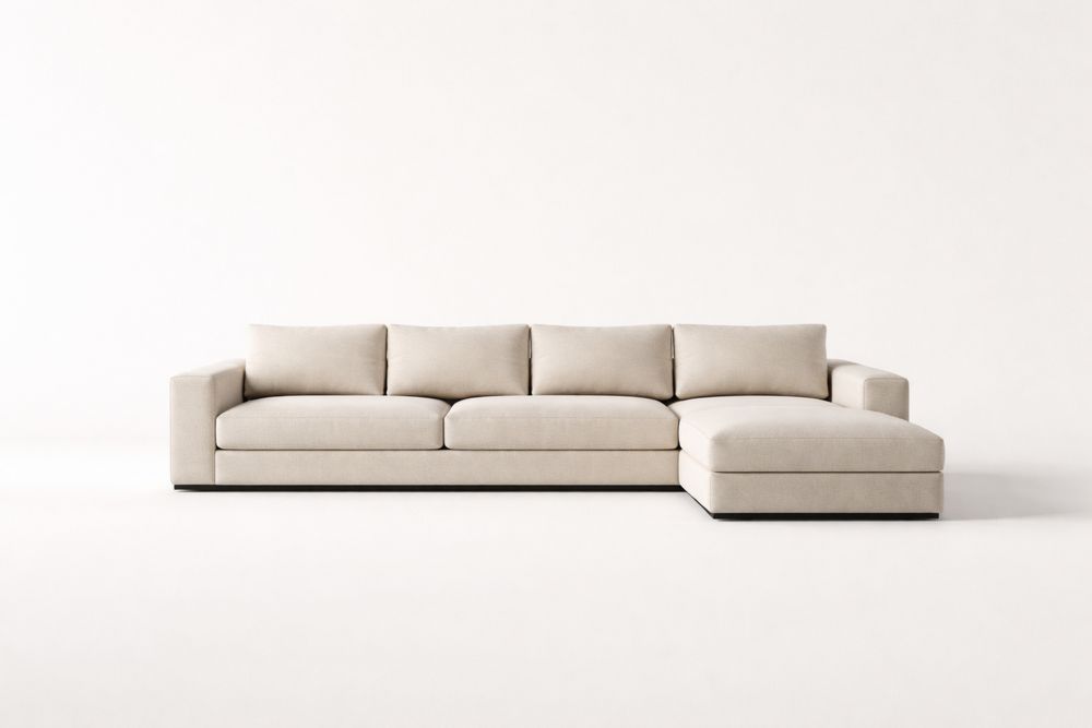 Beige Fabric Sectional Sofa with Removable Cushions