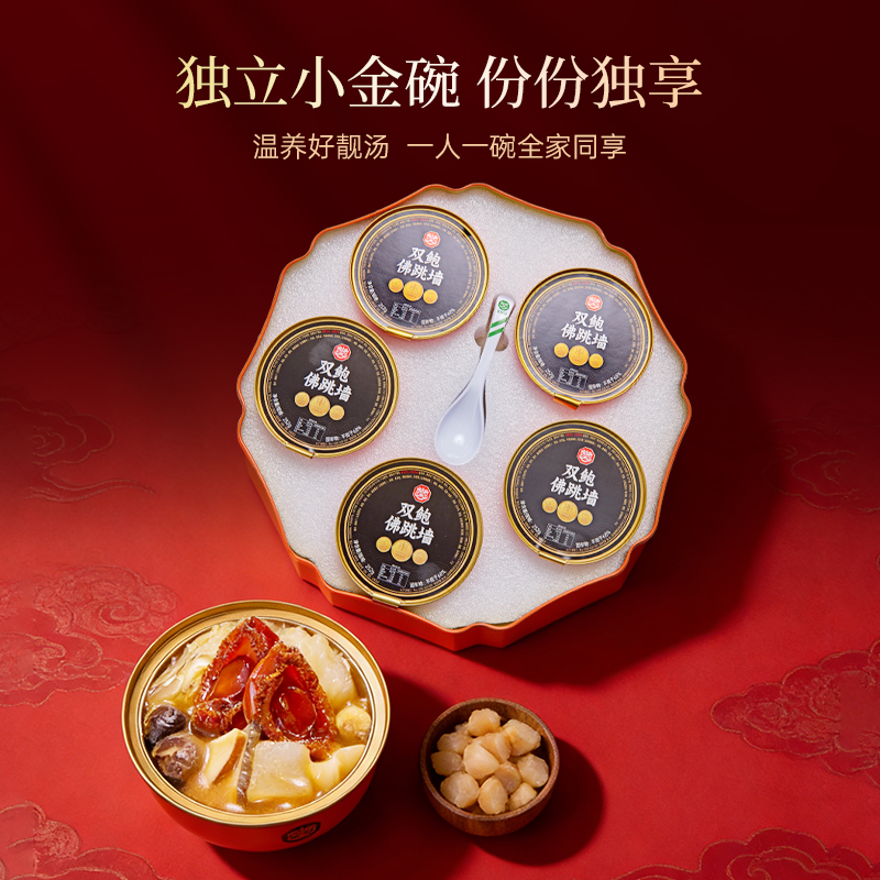"Lao Guang" Master Chef's Double Abalone "Buddha Jumps Over the Wall" — Shelf-Stable, Ready-to-Heat Meal Kit. An Exquisite Gift Box & Culinary Delicacy for New Year's Visits.