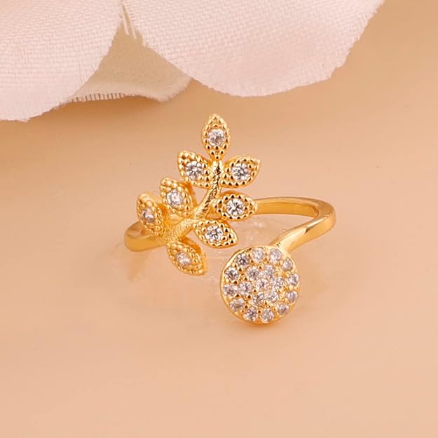 Crystal Beads Open Finger Ring Adjustable Finger Tip Manicure Jewelry Gold Nail Cap for Women