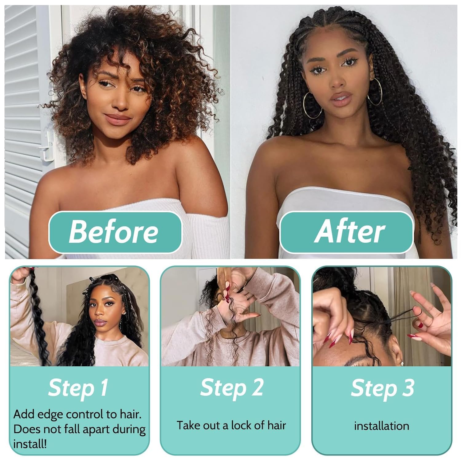 20 Inch 12A Deep Wave Curly Boho Human Braiding Hair, 100g Natural Bulk Human Hair for Knotless Bohemian Braids ,hair extensions-Mielox Beauty