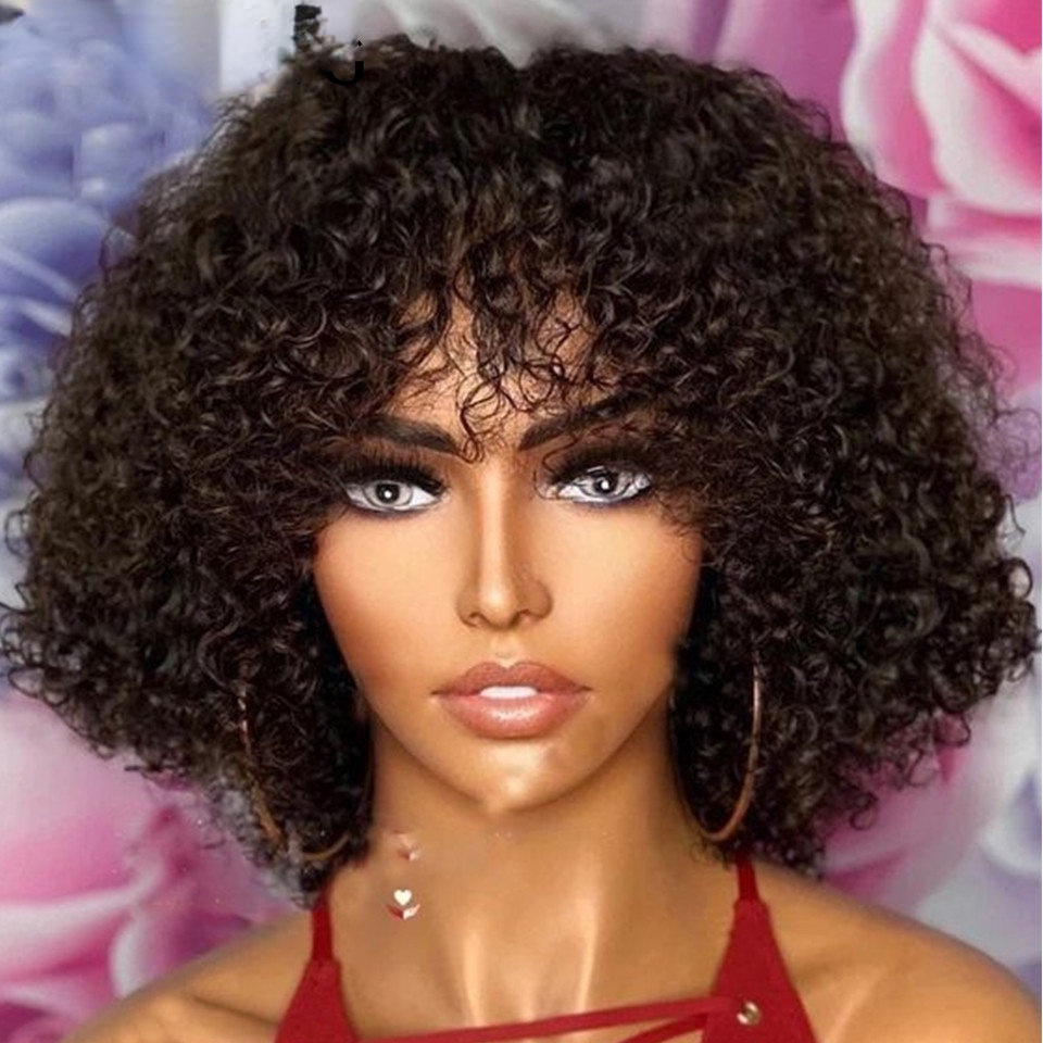 Curly Bob Wig Human Hair HD Lace Frontal Deep Wave Wigs for Black Women Short Bob Wig Human Hair Glueless Wear and Go Pre Plucked Deep Wave Lace Wigs Natural Black 14 Inch