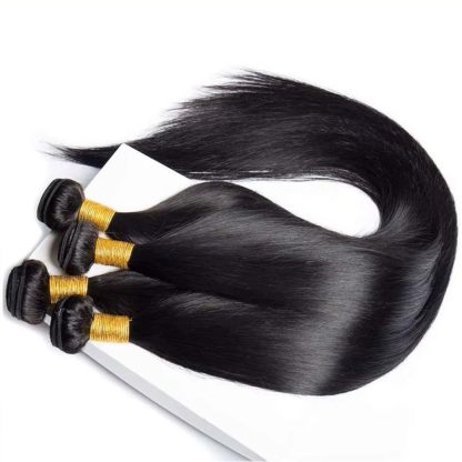 luxury quality 12A Straight Bundles Human Hair, 100g/Pack Unprocessed Virgin Human Hair Weave Bundles Deals, Soft Double Weft Quick Weave Extensions for Women