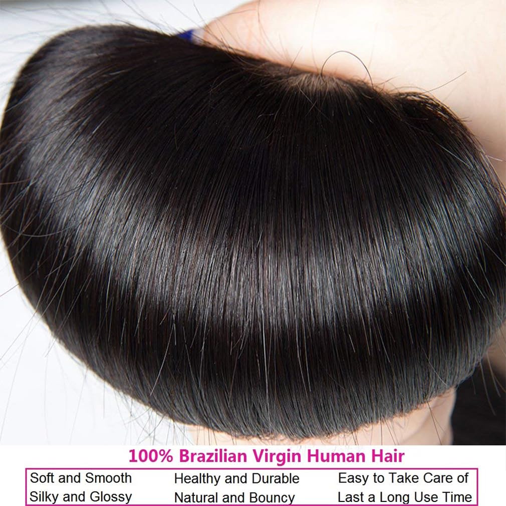 luxury quality 12A Straight Bundles Human Hair, 100g/Pack Unprocessed Virgin Human Hair Weave Bundles Deals, Soft Double Weft Quick Weave Extensions for Women-Mielox Beauty