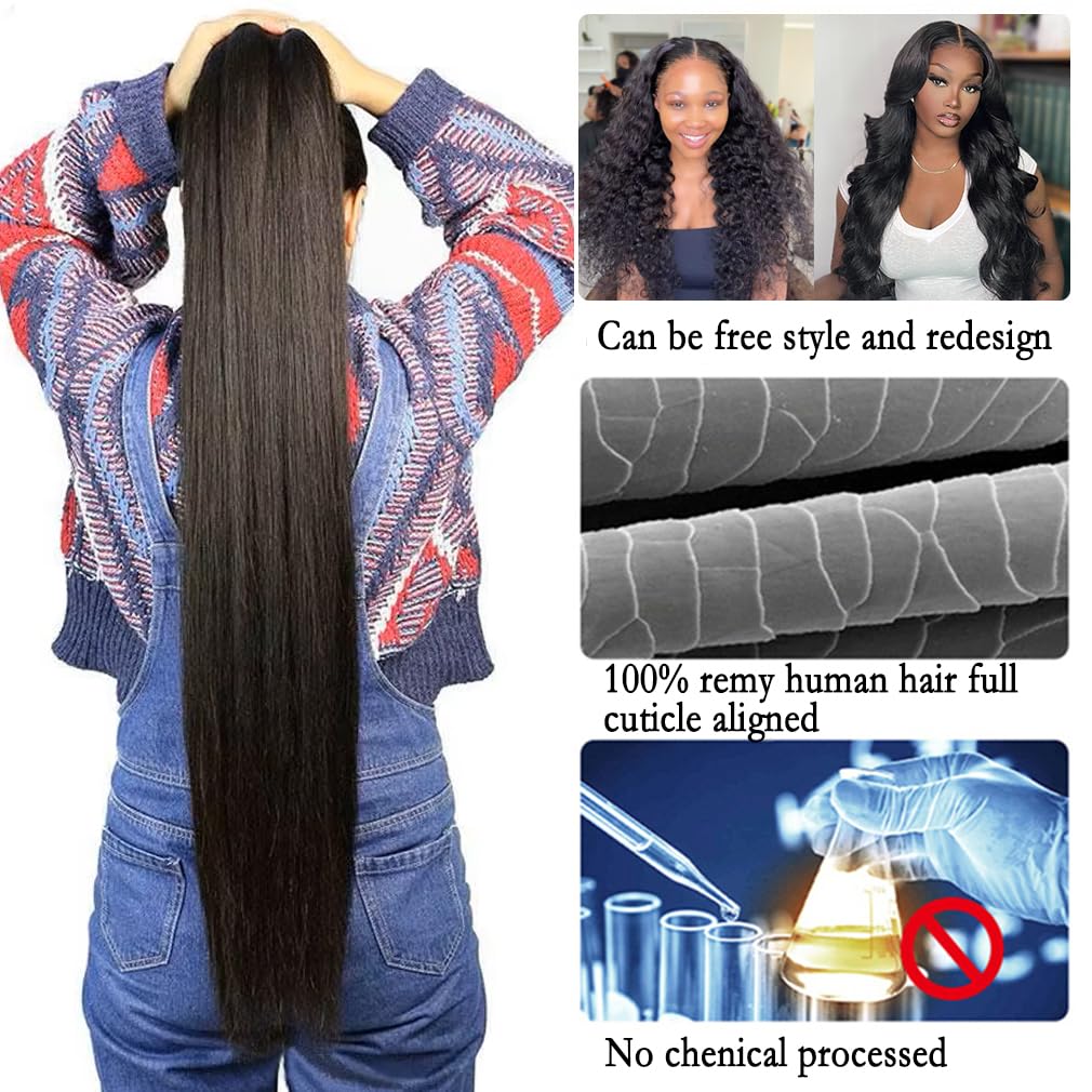 luxury quality 12A Straight Bundles Human Hair, 100g/Pack Unprocessed Virgin Human Hair Weave Bundles Deals, Soft Double Weft Quick Weave Extensions for Women-Mielox Beauty