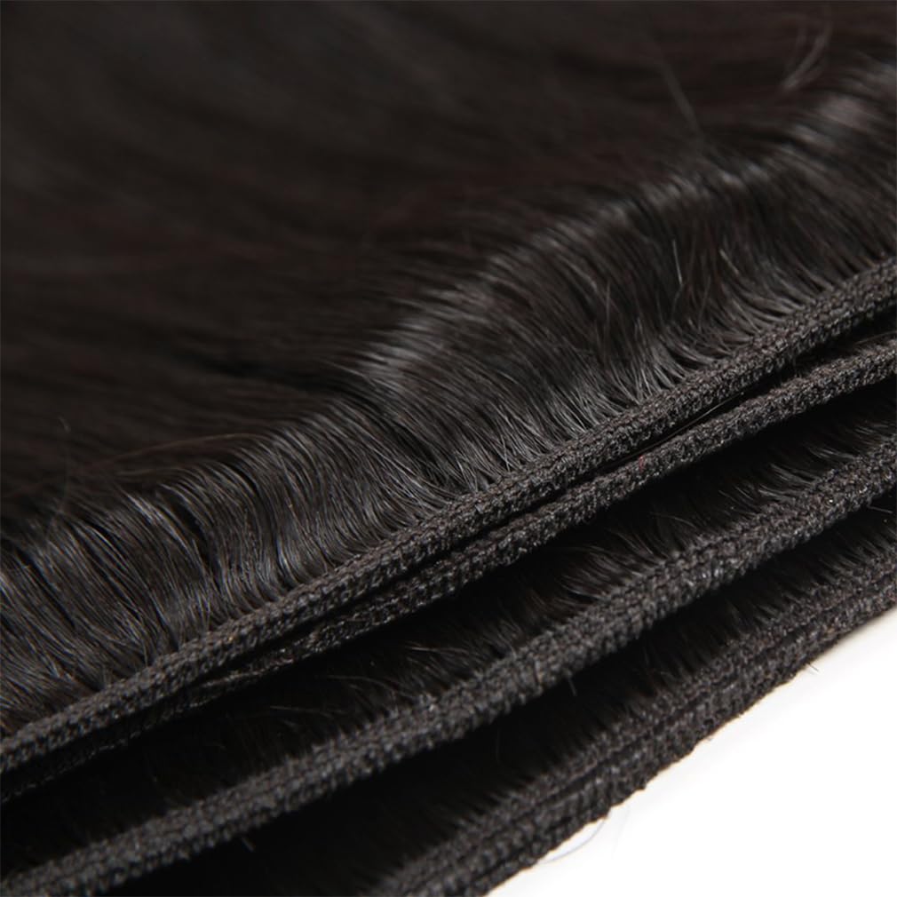 luxury quality 12A Straight Bundles Human Hair, 100g/Pack Unprocessed Virgin Human Hair Weave Bundles Deals, Soft Double Weft Quick Weave Extensions for Women-Mielox Beauty