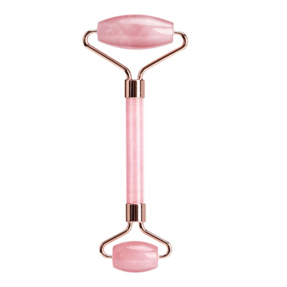  Pink rose quartz facial massage roller with acrylic handle. Suitable for face.Eye and Neck: Facial Massager -100% Natural Rose Quartz | Lymphatic Drainage | Improving Fine Lines Skincare tool