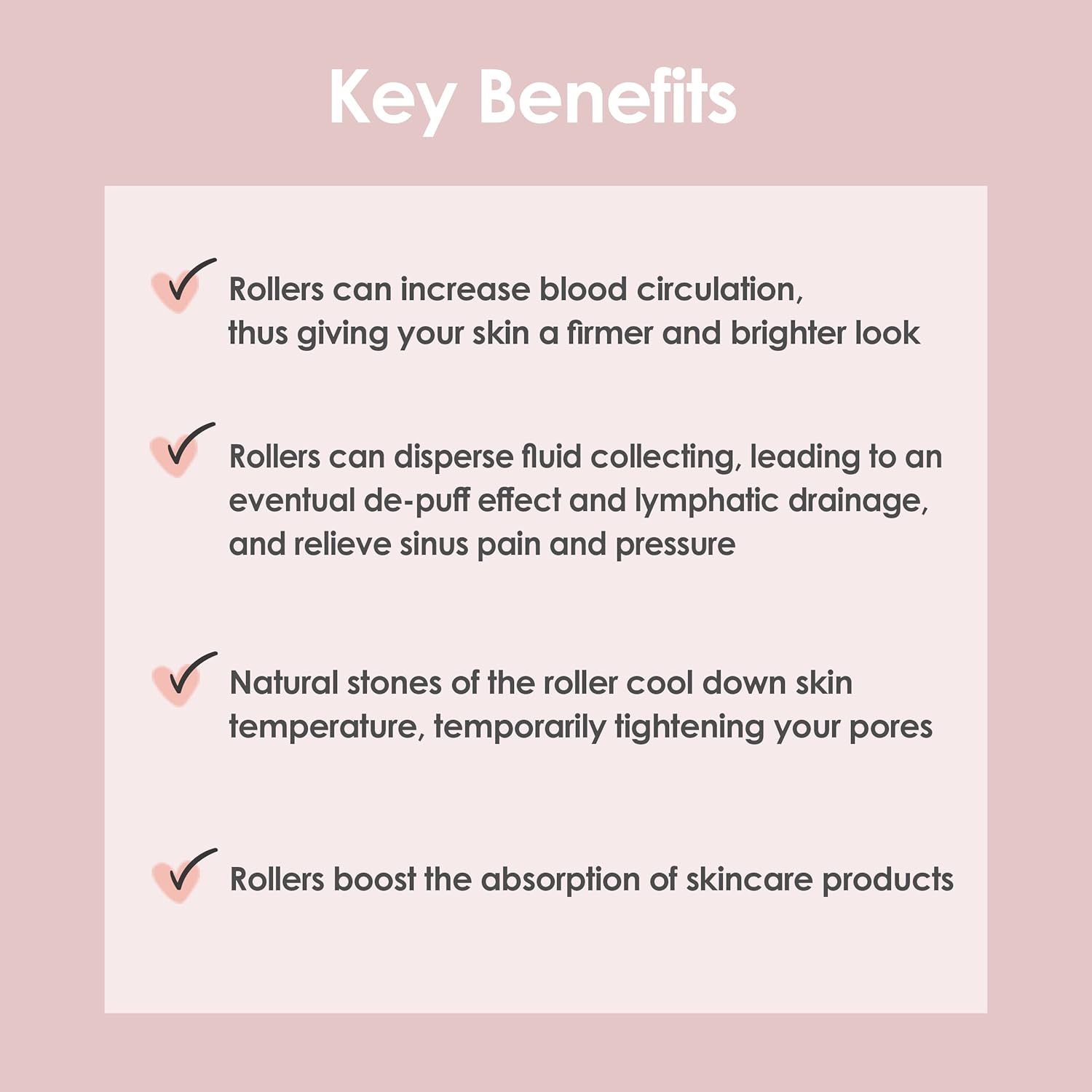  Pink rose quartz facial massage roller with acrylic handle. Suitable for face.Eye and Neck: Facial Massager -100% Natural Rose Quartz | Lymphatic Drainage | Improving Fine Lines Skincare tool