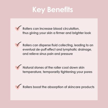  Pink rose quartz facial massage roller with acrylic handle. Suitable for face.Eye and Neck: Facial Massager -100% Natural Rose Quartz | Lymphatic Drainage | Improving Fine Lines Skincare tool