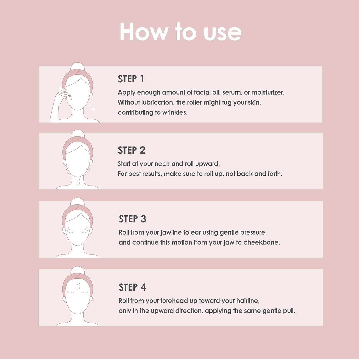  Pink rose quartz facial massage roller with acrylic handle. Suitable for face.Eye and Neck: Facial Massager -100% Natural Rose Quartz | Lymphatic Drainage | Improving Fine Lines Skincare tool