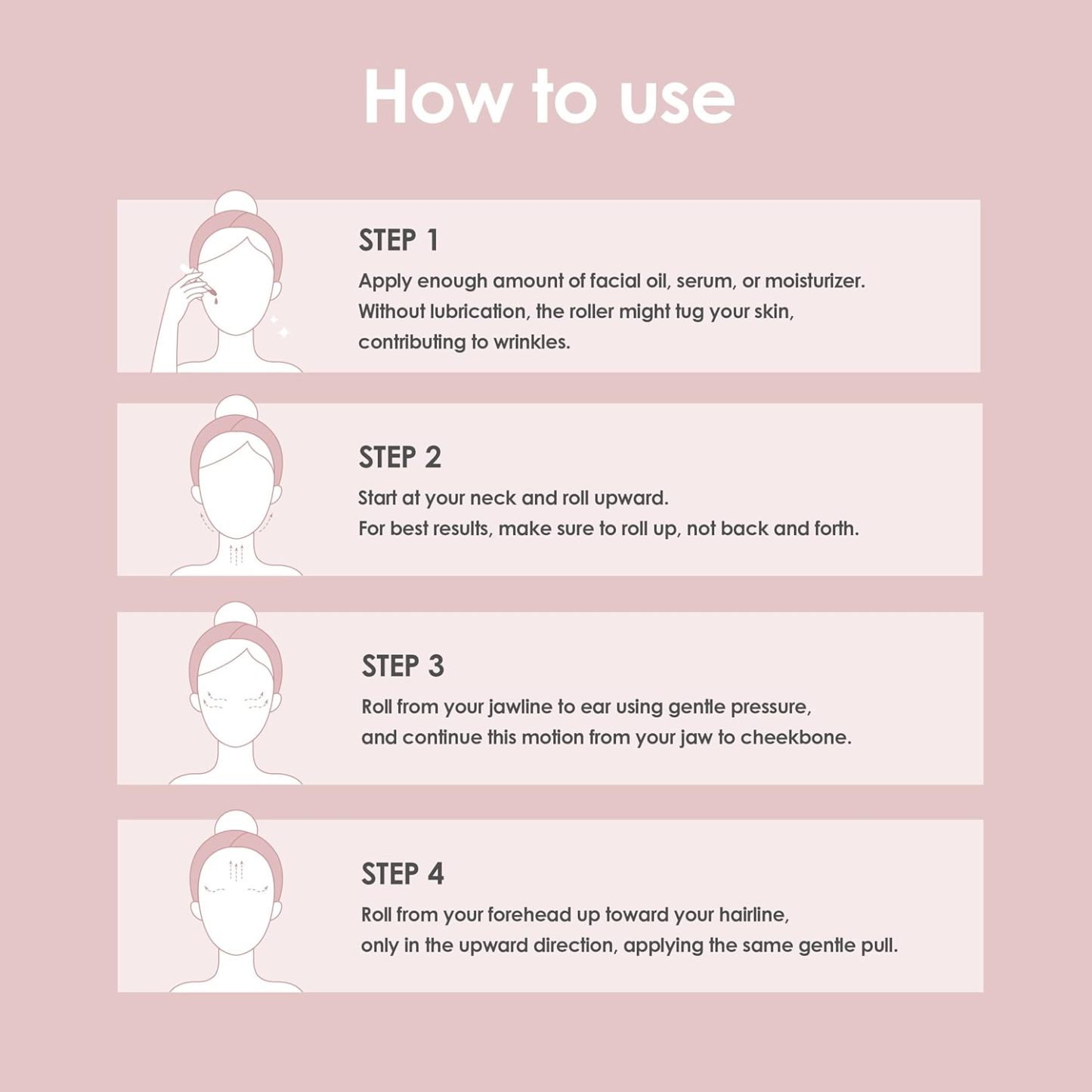  Pink rose quartz facial massage roller with acrylic handle. Suitable for face.Eye and Neck: Facial Massager -100% Natural Rose Quartz | Lymphatic Drainage | Improving Fine Lines Skincare tool