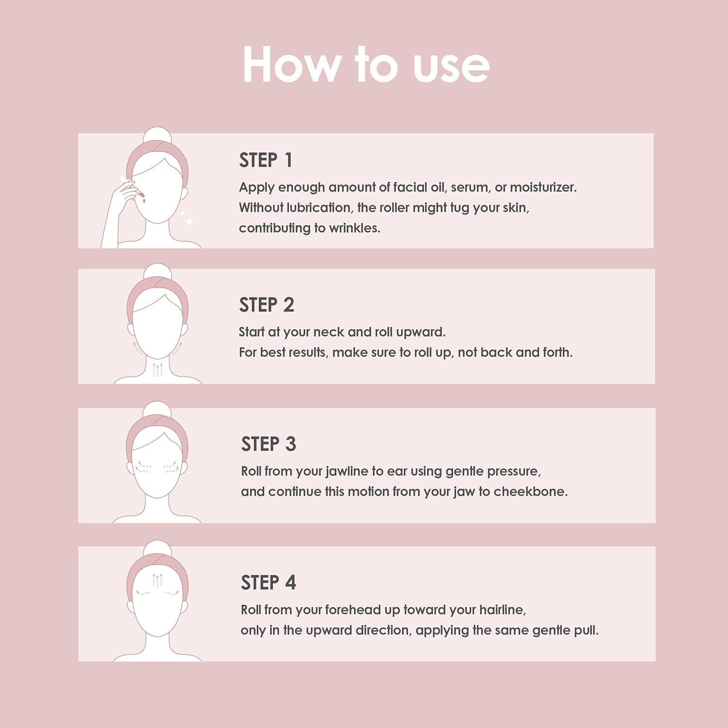  Pink rose quartz facial massage roller with acrylic handle. Suitable for face.Eye and Neck: Facial Massager -100% Natural Rose Quartz | Lymphatic Drainage | Improving Fine Lines Skincare tool