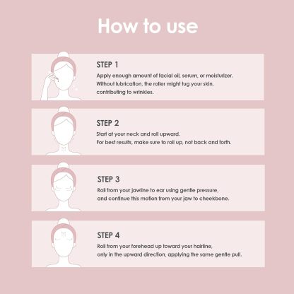  Pink rose quartz facial massage roller with acrylic handle. Suitable for face.Eye and Neck: Facial Massager -100% Natural Rose Quartz | Lymphatic Drainage | Improving Fine Lines Skincare tool