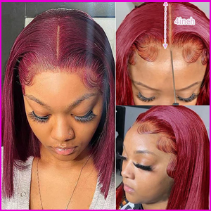 99J burgundy bob wig human hair