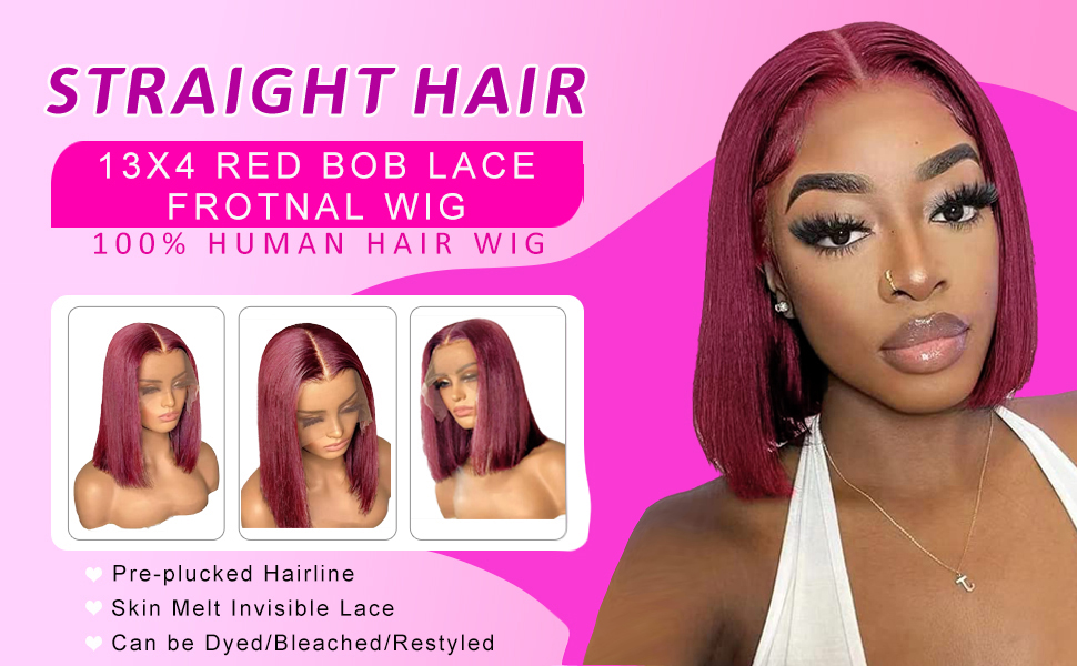 99J burgundy bob wig human hair
