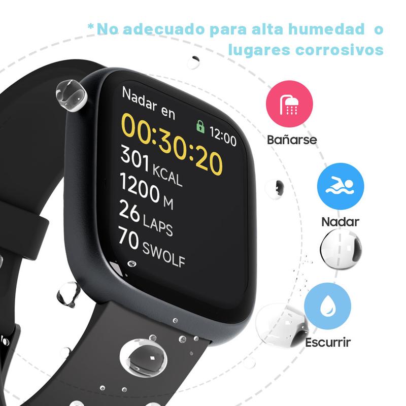 Reloj inteligente multifunción para hombre y mujer, rastreador de Fitness de 1,83 inch, con rastreador de pasos / rastreador de actividad, podómetro, reloj inteligente para responder / hacer llamadas, Compatible con Android iOS