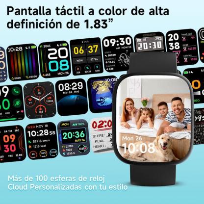 Reloj inteligente multifunción para hombre y mujer, rastreador de Fitness de 1,83 inch, con rastreador de pasos / rastreador de actividad, podómetro, reloj inteligente para responder / hacer llamadas, Compatible con Android iOS