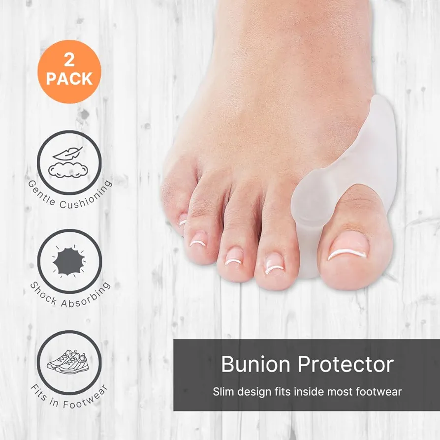 Gel Big Toe Guards & Toe Separators (2-Pack) – Soft Cushion Protection for Overlapping Toes & Daily Foot Comfort