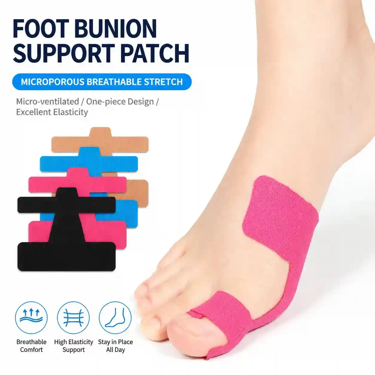 Bunion Support Patch & Toe Alignment Kinesiology Tape – Elastic Foot Correction & Pain Relief Sticker