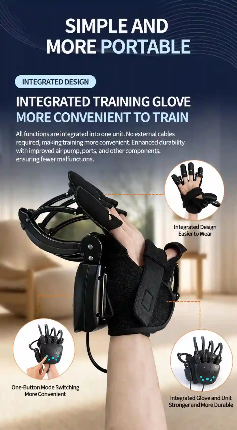 Smart Hand Training Glove with Exoskeleton Support – Adjustable Finger Exercise Device