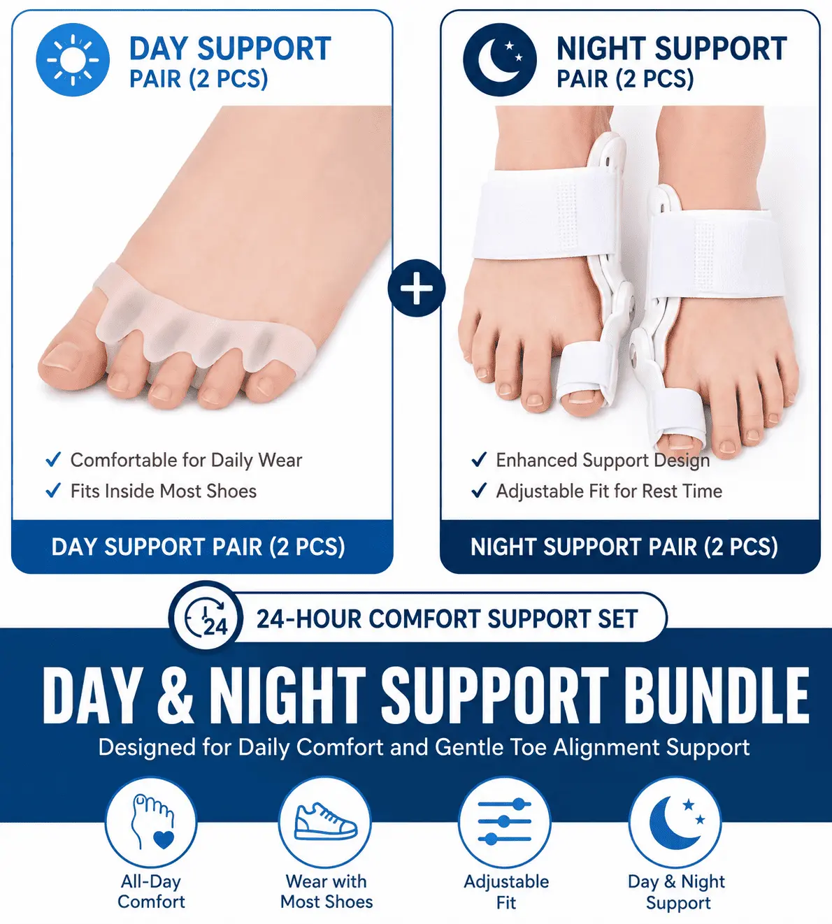 Velunor Day & Night Toe Spacer Comfort Set
