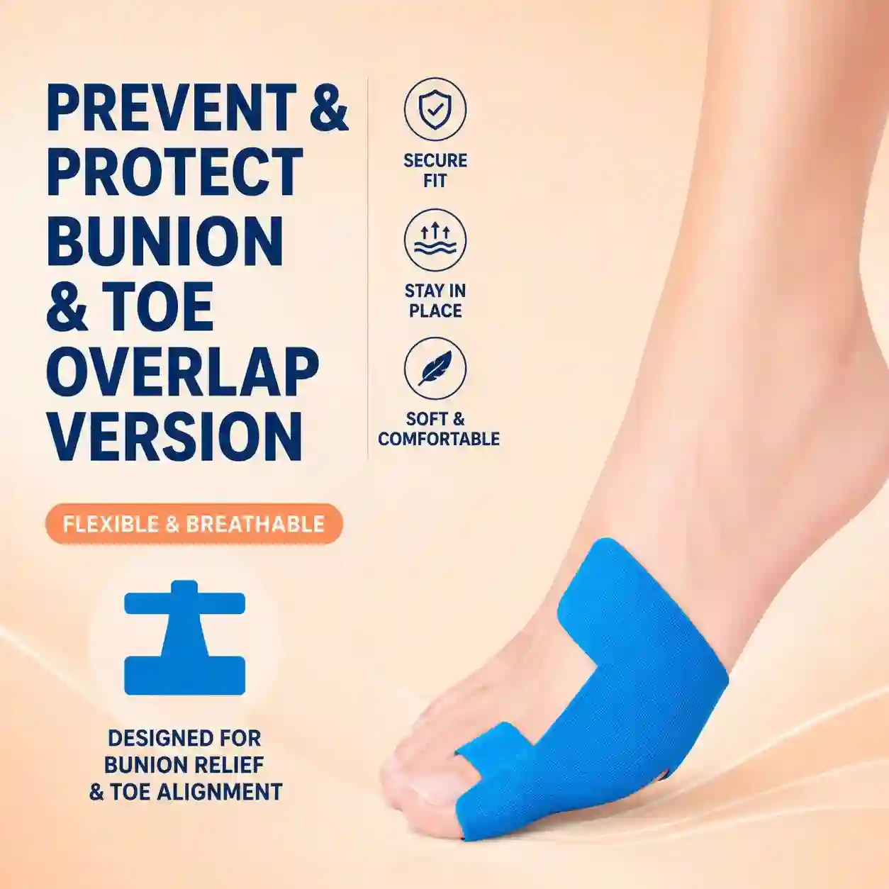 Bunion Support Patch & Toe Alignment Kinesiology Tape – Elastic Foot Correction & Pain Relief Sticker
