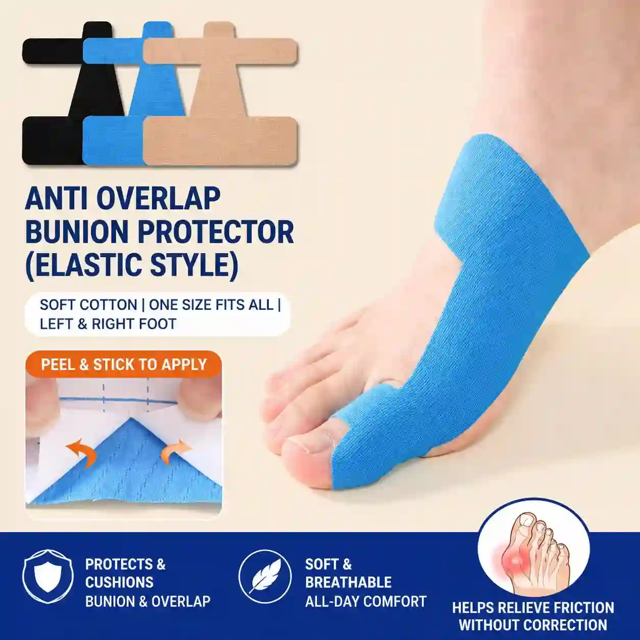 Bunion Support Patch & Toe Alignment Kinesiology Tape – Elastic Foot Correction & Pain Relief Sticker