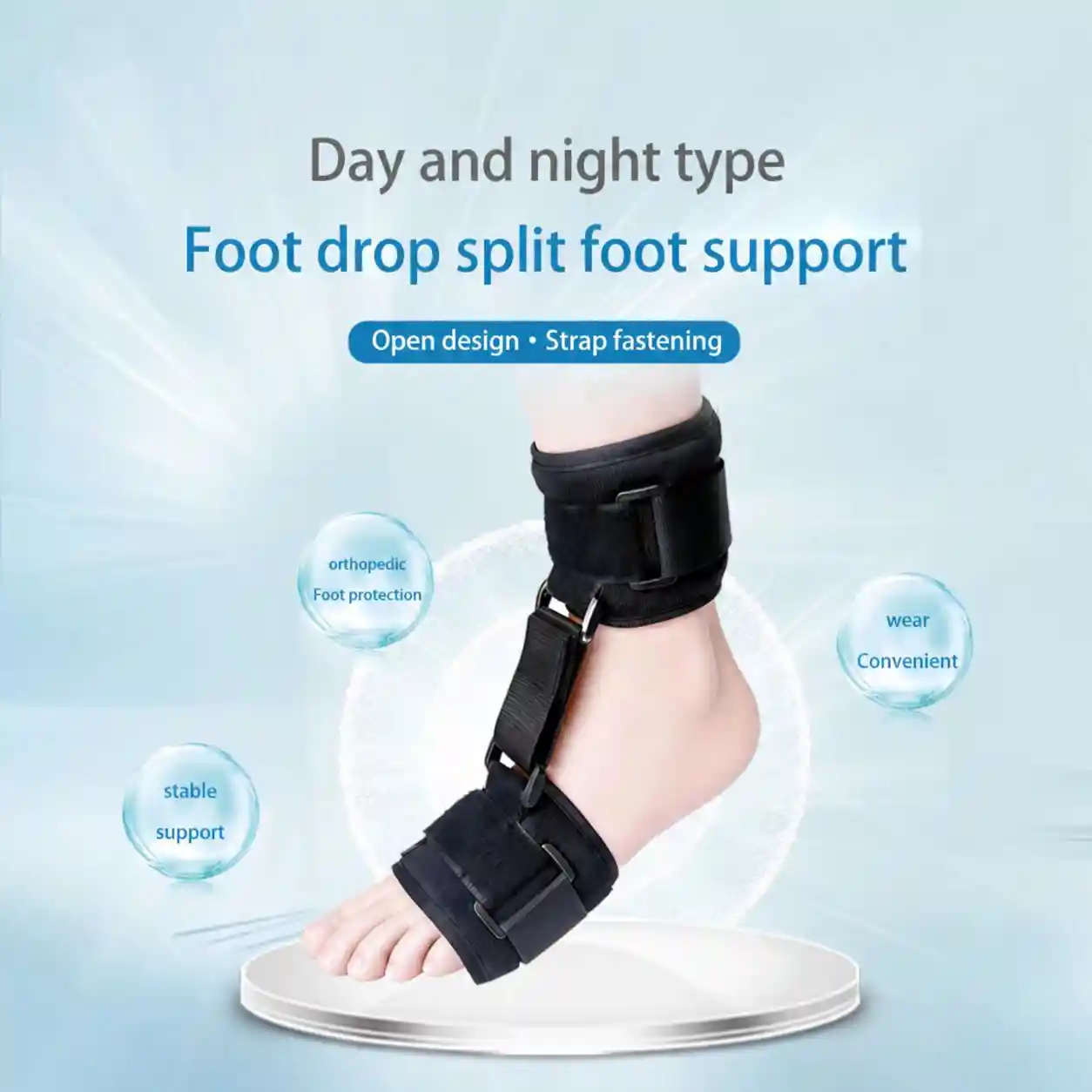 Day and Night Adjustable Foot Drop Support Brace – Ankle Stabilizer with Breathable Straps for Adults & Children