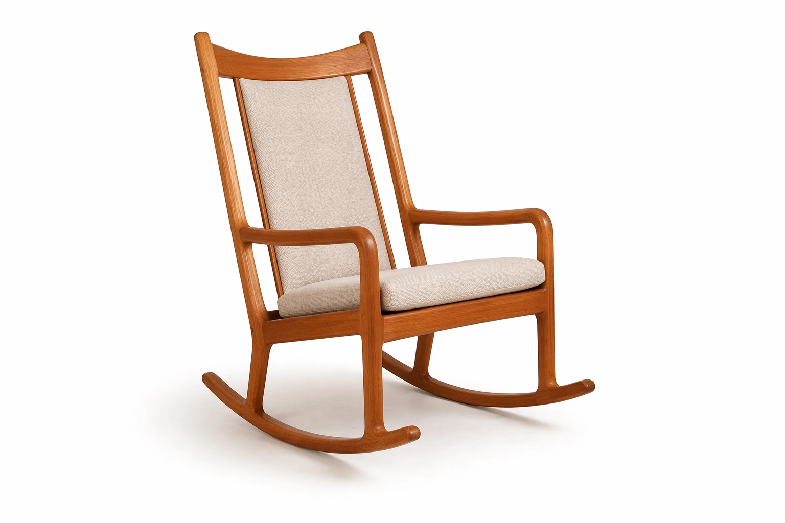 Schaukelstuhl Holz Natur mit Stoffpolster-dunvexa