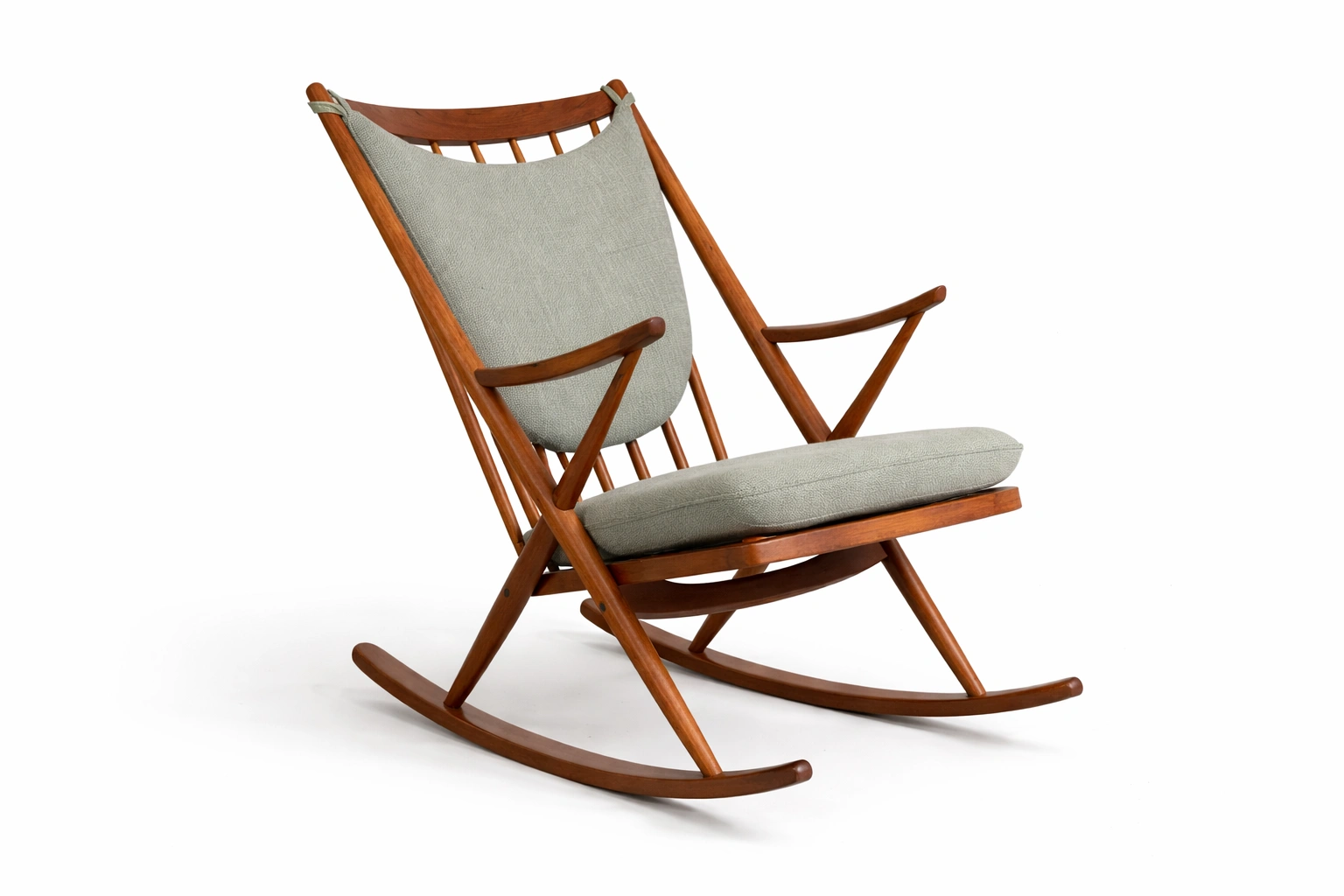 Schaukelstuhl Holz Natur mit Stoffpolster Grau-dunvexa