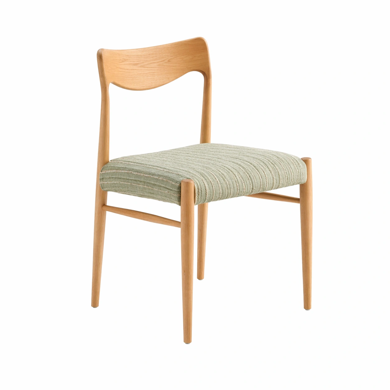 Dining Chair Holz Natur mit Stoffpolster Gruen-dunvexa