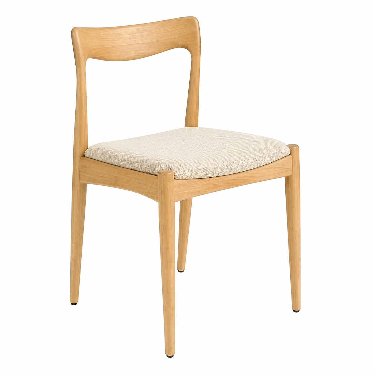 Dining Chair Holz Natur mit Stoffpolster Beige Modern-dunvexa