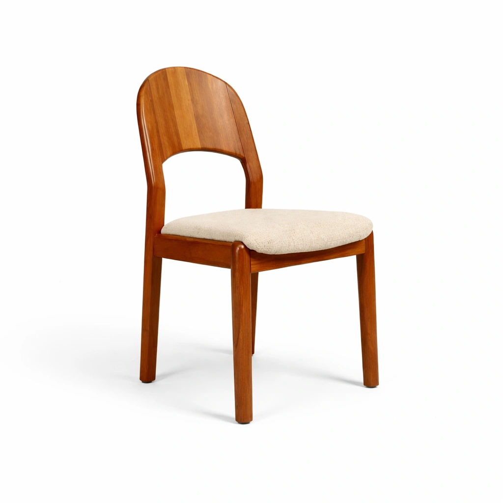 Dining Chair Holz Natur mit Stoffpolster Beige Klassisch-dunvexa