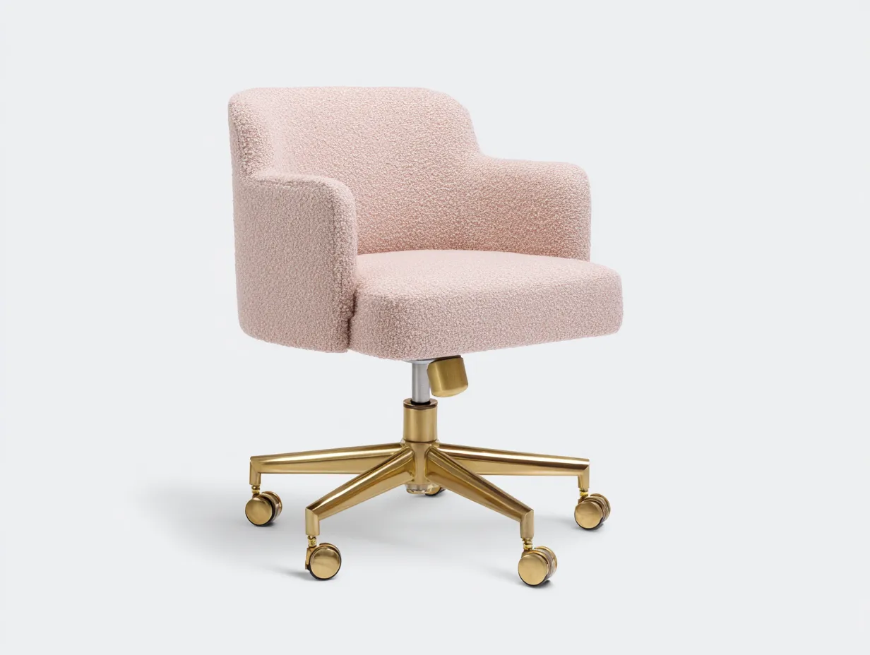 Silla de oficina giratoria 62 x 60 x 85 cm - rosa suave - base metálica dorada-Dovomihaus
