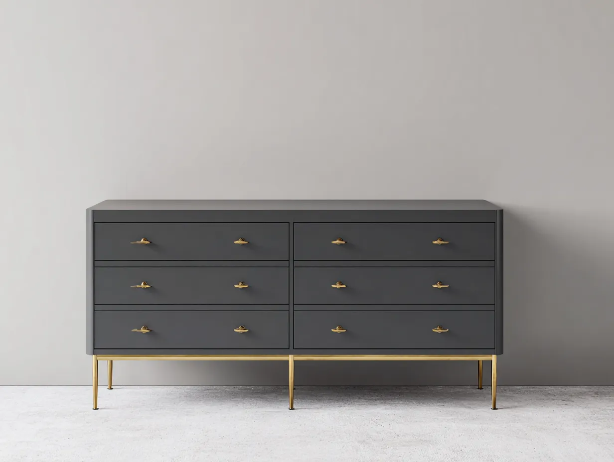 Cómoda 145 x 40 x 80 cm - gris oscuro - diseño elegante para dormitorio-Dovomihaus