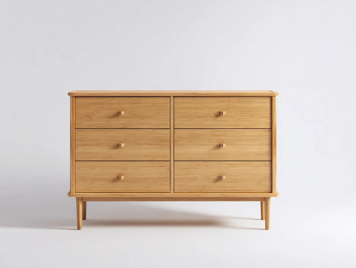 Cómoda 125 x 40 x 87 cm - acabado madera natural - diseño minimalista para dormitorio-Dovomihaus