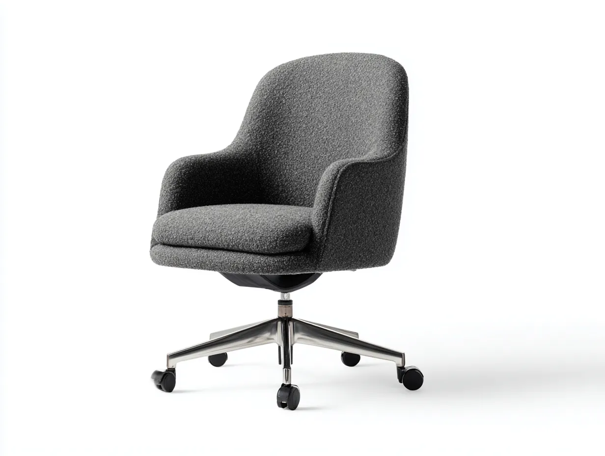 Silla de oficina giratoria   de despacho en tejido gris carbón con base metálica oscura y ruedas 62 x 62 x 85 cm - para oficina - estilo sobrio y contemporáneo-Dovomihaus