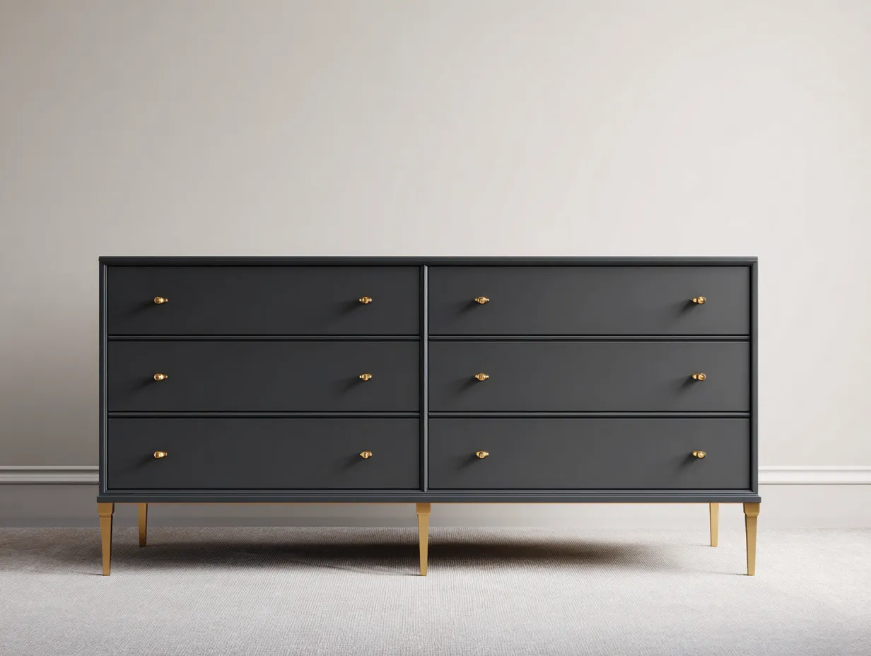 Cómoda amplia 150 x 40 x 82 cm - negro grafito - diseño minimalista para dormitorio-Dovomihaus