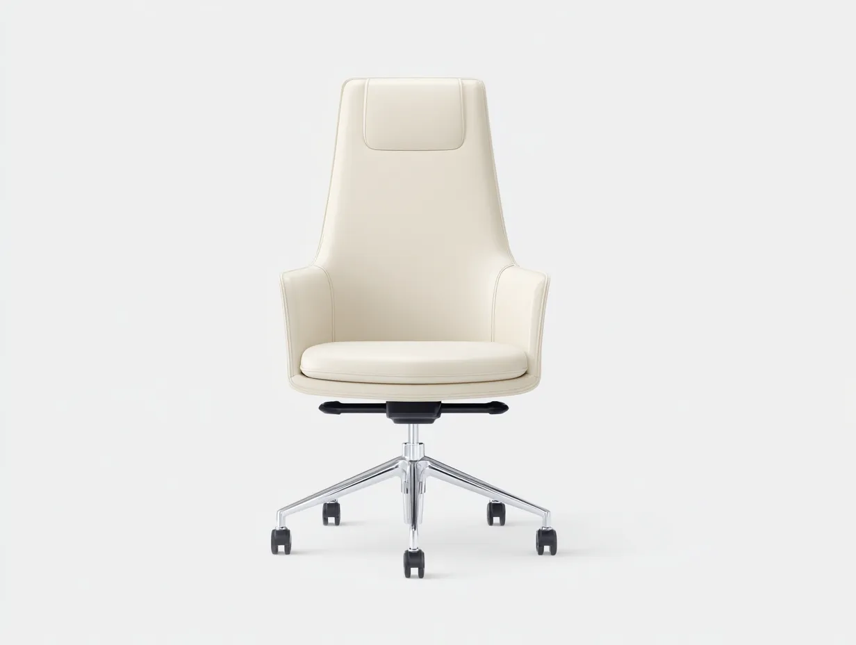 Silla de oficina 68 x 68 x 115 cm - beige claro - respaldo alto con ruedas-Dovomihaus